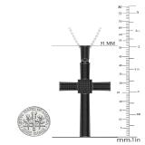 0.75 Carat (ctw) Round Black Diamond Men's Cross Pendant 3/4 CT Black Plated Sterling Silver