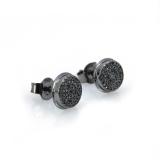 0.20 Carat (ctw) Round Black Diamond Hip Hop Mens Stud Earring 1/5 CT Black Plated 14K White Gold