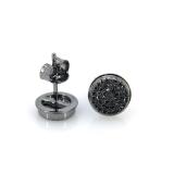 0.20 Carat (ctw) Round Black Diamond Hip Hop Mens Stud Earring 1/5 CT Black Plated 14K White Gold