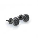 0.20 Carat (ctw) Round Black Diamond Hip Hop Mens Stud Earring 1/5 CT Black Plated 18K White Gold