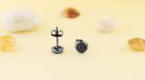 0.10 Carat (ctw) Round Black Diamond Hip Hop Mens Stud Earring 1/10 CT Black Plated 14K White Gold