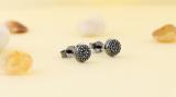 0.10 Carat (ctw) Round Black Diamond Hip Hop Mens Stud Earring 1/10 CT Black Plated 14K White Gold