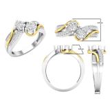 0.50 Carat (ctw) Round White Diamond Crossover Swirl Ladies Forever Together Bypass Style Bridal Two Tone Plating Engagement Ring 1/2 CT 10K White Gold