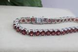 21.00 Carat (ctw) Round Garnet Ladies Elegant and Affordable Classic Tennis Bracelet Sterling Silver