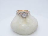 1.30 Carat (ctw) Round White Diamond Ladies Twisted Style Halo Wedding Ring Set 10K Rose Gold