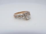 1.30 Carat (ctw) Round White Diamond Ladies Twisted Style Halo Wedding Ring Set 10K Rose Gold