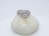 1.30 Carat (ctw) Round White Diamond Ladies Twisted Style Halo Wedding Ring Set 10K White Gold