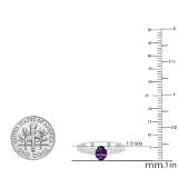 6X4 mm Oval Amethyst & Round White Diamond Ladies Bridal Engagement Ring, 14K White Gold