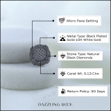 0.13 Carat (ctw) Black Diamond Men's Stud Earring Black Plated 10K White Gold (1 Pc Only)