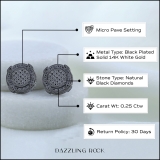 0.25 Carat (ctw) Black Diamond Men's Stud Earrings 1/4 CT Black Plated 14K White Gold