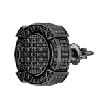 0.13 Carat (ctw) Black Diamond Men's Stud Earring Black Plated Sterling Silver (1 Pc Only)