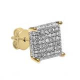 0.30 Carat (ctw) Round Diamond Stud Earring 1/3 CT Yellow Gold Plated Sterling Silver (1 Pc Only)