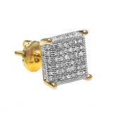 0.30 Carat (ctw) Round Diamond Stud Earring 1/3 CT Yellow Gold Plated Sterling Silver (1 Pc Only)