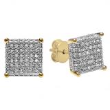 0.60 Carat (ctw) Round Diamond Stud Earrings Yellow Gold Plated Sterling Silver