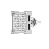 0.05 Carat (ctw) Round White Diamond Square Iced Shape Mens Hip Hop Stud Earring (Only 1 Pc) 10K White Gold