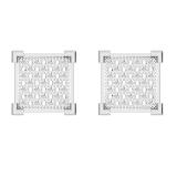 0.10 Carat (ctw) Round White Diamond Square Iced Shape Unisex Stud Earrings 1/10 CT 10K White Gold
