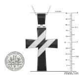 0.90 Carat (ctw) Round Black & White Diamond Mens & Womens Religious Unisex Cross Pendant, Sterling Silver