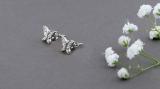 0.15 Carat (ctw) 14K White Gold Round White Diamond Ladies Butterfly Stud Earrings