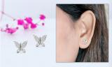 0.15 Carat (ctw) 14K White Gold Round White Diamond Ladies Butterfly Stud Earrings