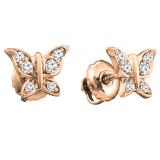 0.15 Carat (ctw) 18K Rose Gold Round White Diamond Ladies Butterfly Stud Earrings