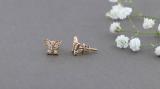 0.15 Carat (ctw) 18K Rose Gold Round White Diamond Ladies Butterfly Stud Earrings
