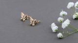 0.15 Carat (ctw) 18K Rose Gold Round White Diamond Ladies Butterfly Stud Earrings