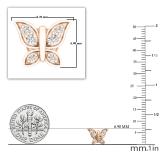 0.15 Carat (ctw) 18K Rose Gold Round White Diamond Ladies Butterfly Stud Earrings