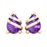 7X5 MM Each Pear Amethyst Ladies Swirl Teardrop Stud Earrings 10K Rose Gold