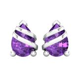 7X5 MM Each Pear Amethyst Ladies Swirl Teardrop Stud Earrings Sterling Silver