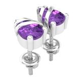 7X5 MM Each Pear Amethyst Ladies Swirl Teardrop Stud Earrings Sterling Silver