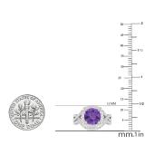 8 mm Round Amethyst & White Cubic Zirconia Ladies Split Shank Halo Wedding Ring Set, 10K White Gold