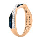 Round Blue Sapphire and White Diamond Ladies Stackable Swirl Wedding Band 10K Rose Gold