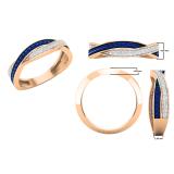Round Blue Sapphire and White Diamond Ladies Stackable Swirl Wedding Band 10K Rose Gold