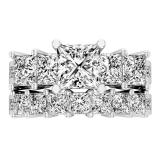 3.90 Carat (ctw) Princess White Diamond Ladies Bridal Five Stone Wedding Ring Set Platinum