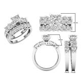 3.90 Carat (ctw) Princess White Diamond Ladies Bridal Five Stone Wedding Ring Set Platinum