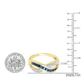 Princess Blue Saphhire & Round White Diamond Ladies Wedding Band Anniversary Ring, 14K Yellow Gold