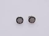 0.03 Carat (ctw) Round Black and White Diamond Ladies Cluster Style Stud Earrings Sterling Silver