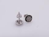 0.03 Carat (ctw) Round Black and White Diamond Ladies Cluster Style Stud Earrings Sterling Silver