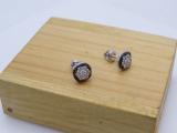 0.03 Carat (ctw) Round Black and White Diamond Ladies Cluster Style Stud Earrings Sterling Silver