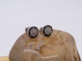 0.03 Carat (ctw) Round Black and White Diamond Ladies Cluster Style Stud Earrings Sterling Silver