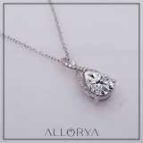 925 Sterling Silver Infinity Teardrop Pendant with 18 inch Silver Chain,1.80 cttw Pear & Round Cubic Zironia