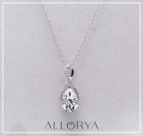925 Sterling Silver Infinity Teardrop Pendant with 18 inch Silver Chain,1.80 cttw Pear & Round Cubic Zironia