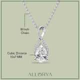 925 Sterling Silver Infinity Teardrop Pendant with 18 inch Silver Chain,1.80 cttw Pear & Round Cubic Zironia