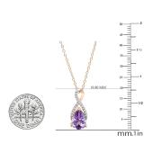 10X7 mm Pear Amethyst & Round White Diamond Ladies Infinity Swirl Teardrop Pendant With Gold Chain, 18K Rose Gold