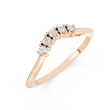 0.10 Carat (ctw) Round White Diamond Ladies 5 Stone Wedding Contour Ring 1/10 CT 18K Rose Gold