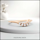0.10 Carat (ctw) Round White Diamond Ladies 5 Stone Wedding Contour Ring 1/10 CT 18K Rose Gold