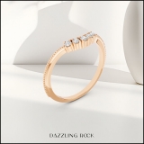 0.10 Carat (ctw) Round White Diamond Ladies 5 Stone Wedding Contour Ring 1/10 CT 18K Rose Gold