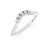 0.10 Carat (ctw) Round White Diamond Ladies 5 Stone Wedding Contour Ring 1/10 CT Sterling Silver