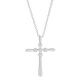 0.07 Carat (ctw) Round White Diamond Ladies Cross Pendant 1/10 CT 10K White Gold