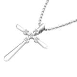 0.07 Carat (ctw) Round White Diamond Ladies Cross Pendant 1/10 CT 10K White Gold